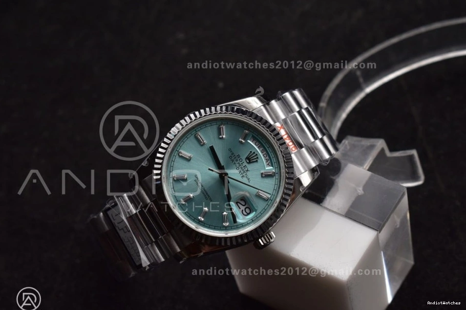 V5 vr3255 QF with Light (Gain Steel Weight) Diamond Bracelet 904L on Blue SS President Best 36 Edition Stick DayDate 682 NewStyle Dial 0426